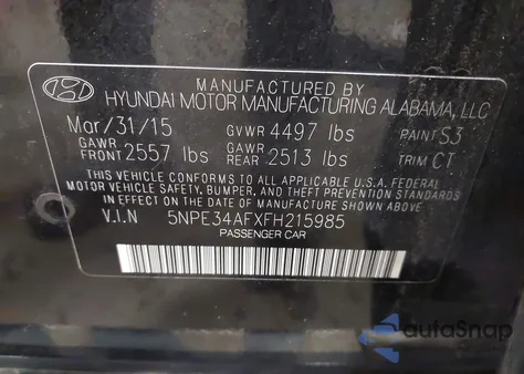 2015 Hyundai Sonata Sport из США, поврежденный, VIN 5NPE34AFXFH215985